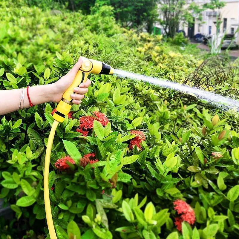 15 Meters Wash Car Suit Home Wash Car High-pressure Water Irrigation Gardening Cleaning Storage Rack Tool Spray Boiler Wash Car Artifact Brass Head Yellow Water Pipe Set