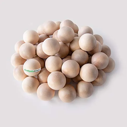 2 Inch Wooden Round Ball | DIY Decorative Wood Crafting Balls | Unfinished Wood Spheres | Decanter Wooden Ball Corks - by Craftpartsdirect.com | Bag of 25