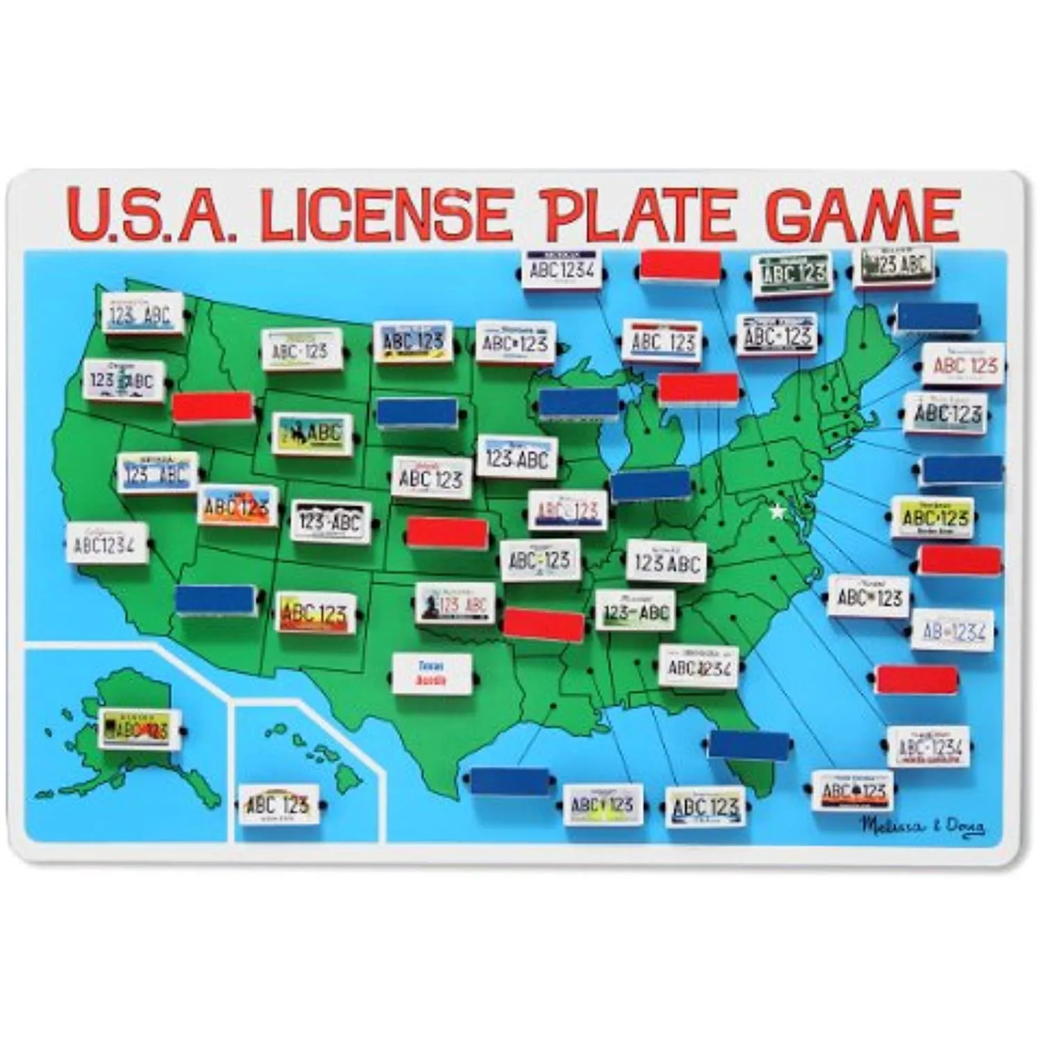 3 Item Bundle: Melissa & Doug 2098 U.S.A. License Plate Game Travel Game and 2095 Flip-to-Win Hangman Travel Game   Free Activity Book