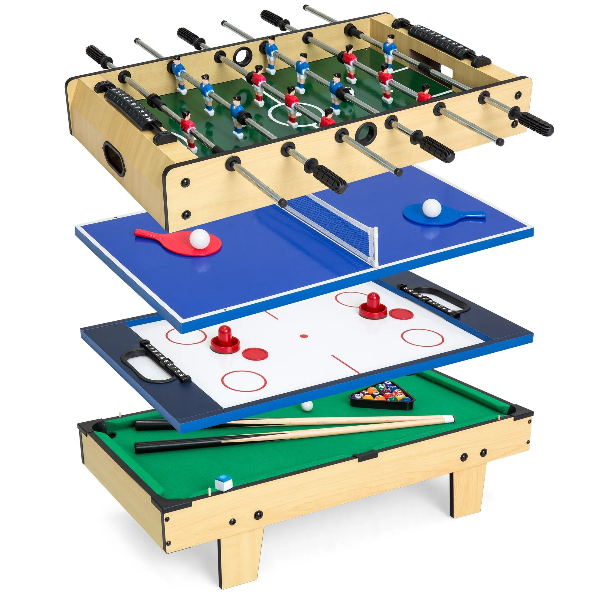 4-in-1 Table Game Set w/ Air Hockey, Table Tennis, Billiards, Foosball