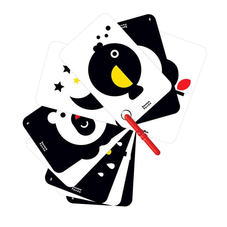 Banana Panda High Contrast Flash Cards on a Ring