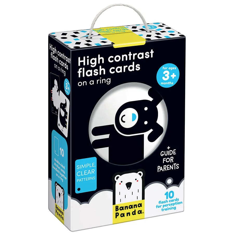 Banana Panda High Contrast Flash Cards on a Ring