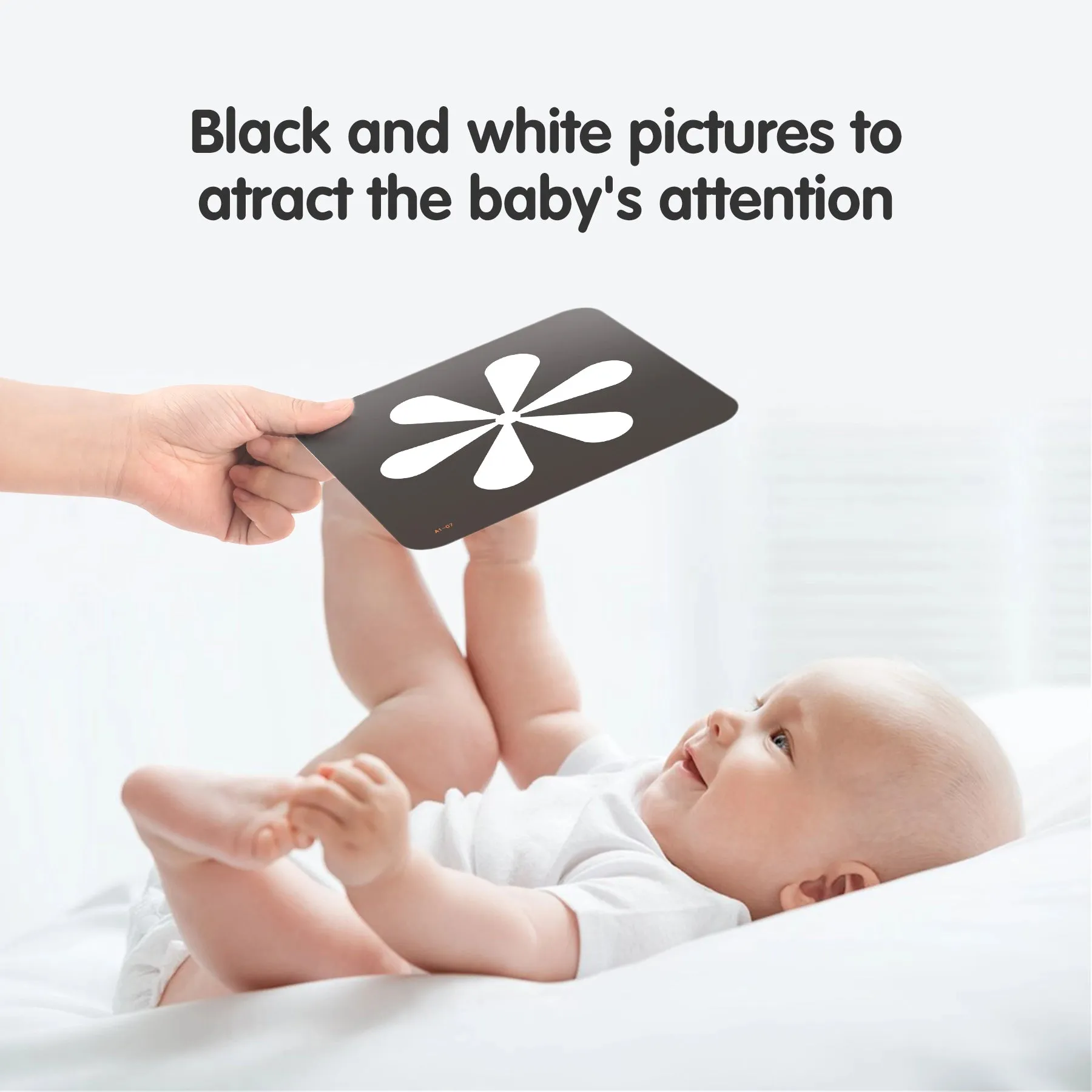 Black white flash cards (80pcs), high contrast visual stimulation toy alphabet shapes color food, learning card for newborn 0 Month 