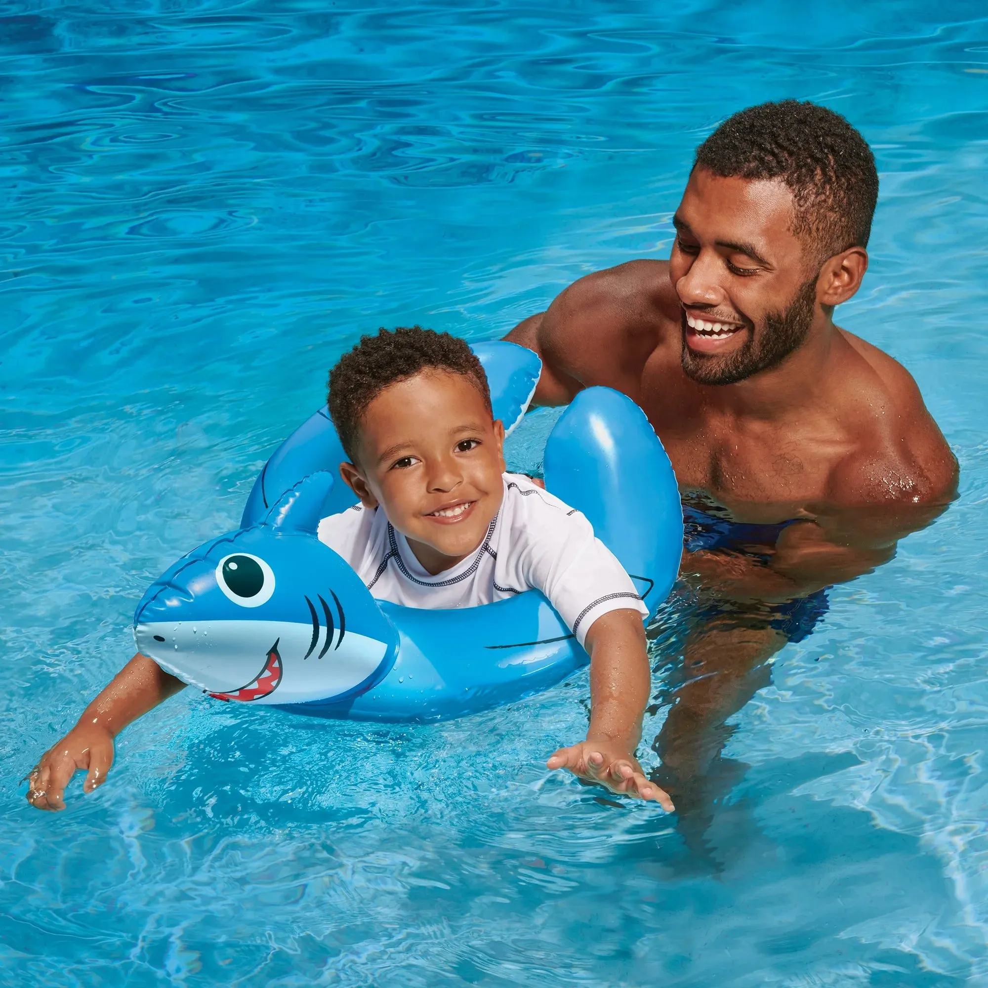 Bluescape Blue Shark Split Inflatable Swim Ring Pool Float for Kids, Ages 3 to 6, Unisex