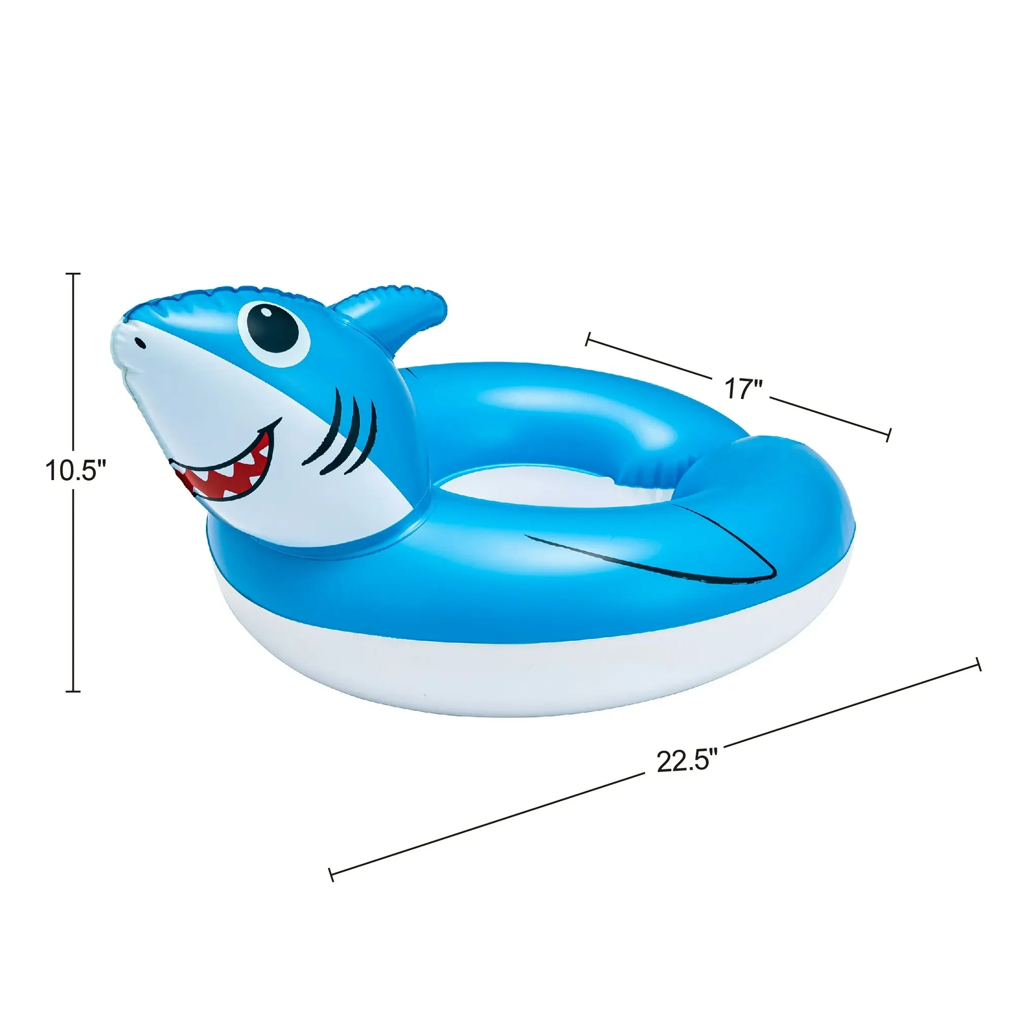 Bluescape Blue Shark Split Inflatable Swim Ring Pool Float for Kids, Ages 3 to 6, Unisex