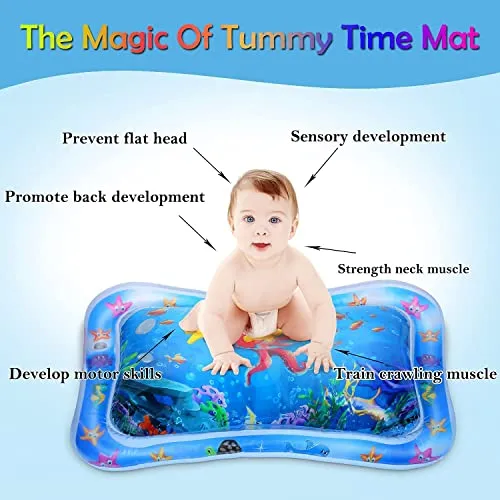 Cable World Baby Kids Water Mat Toys Inflatable Tummy Time Leakproof Water Mat, Fun Activity Play Center Indoor and Outdoor Water Mat for Baby Random Design