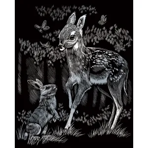 Engraving Art Silver Fawn & Bunny SILF45