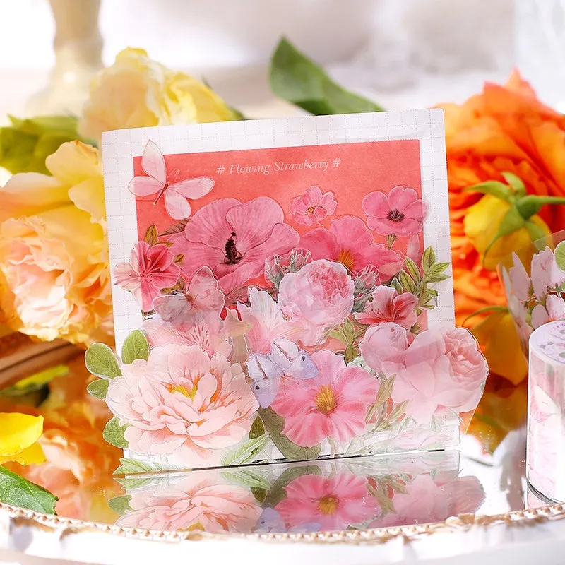 Floral Blossoms in Full Garden Retro Artistic Clear Transparent Tape