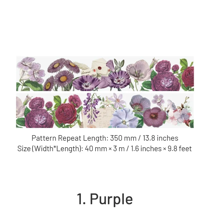 Floral Blossoms in Full Garden Retro Artistic Clear Transparent Tape