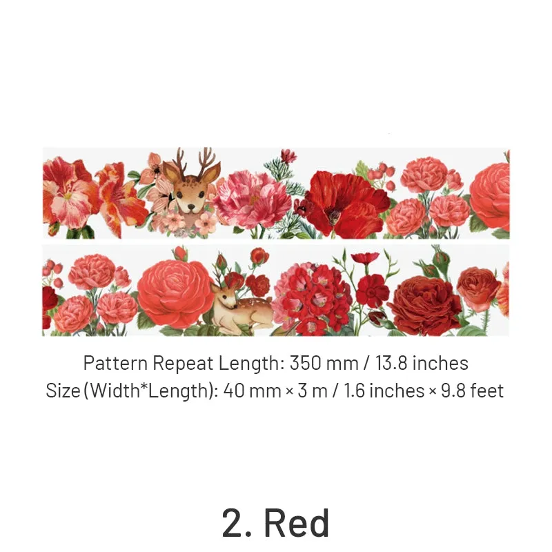 Floral Blossoms in Full Garden Retro Artistic Clear Transparent Tape