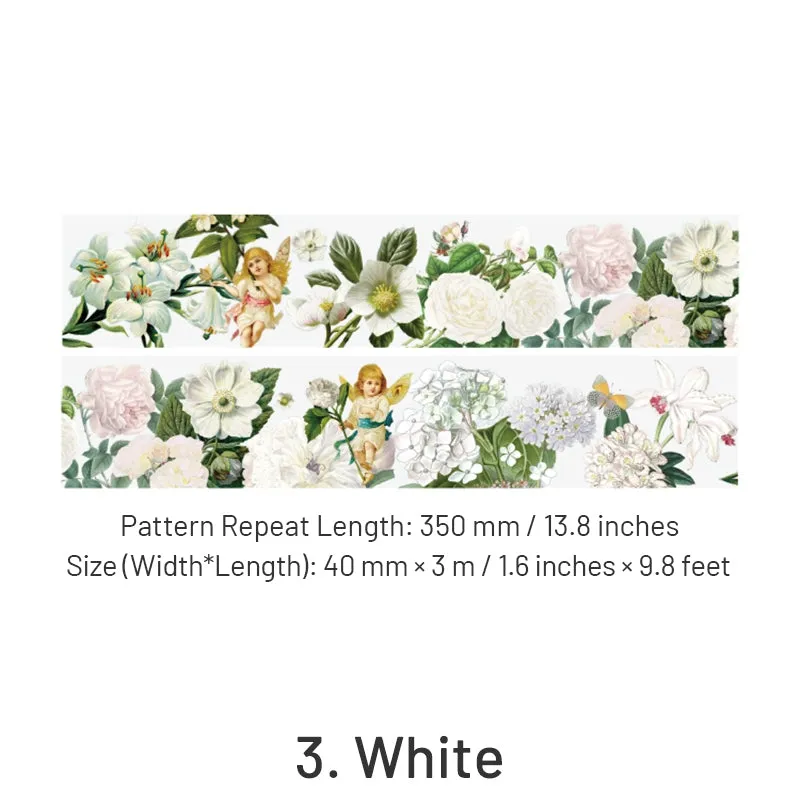 Floral Blossoms in Full Garden Retro Artistic Clear Transparent Tape