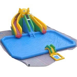 Gold Outdoor Bouncy Playground with Pool and slide