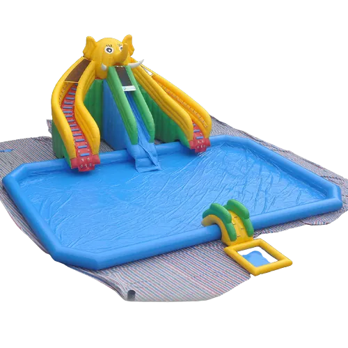 Gold Outdoor Bouncy Playground with Pool and slide