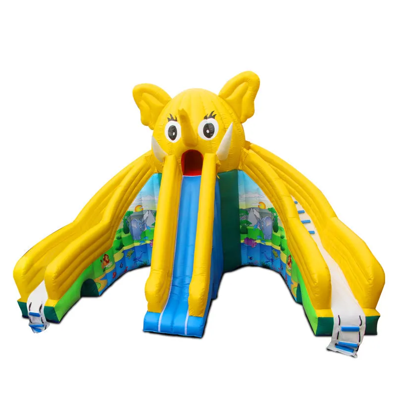 Gold Outdoor Bouncy Playground with Pool and slide