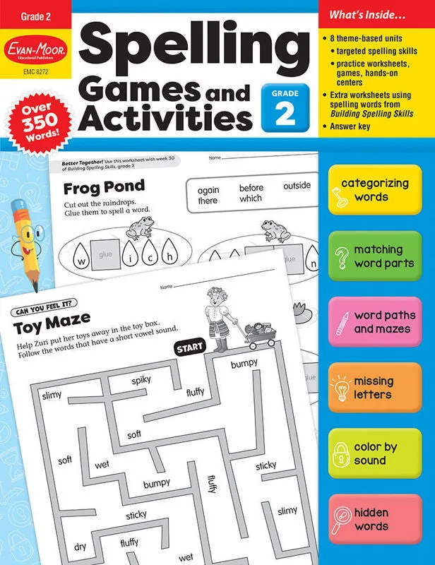 >Evan-Moor Spelling Games and Activities, Grade 2