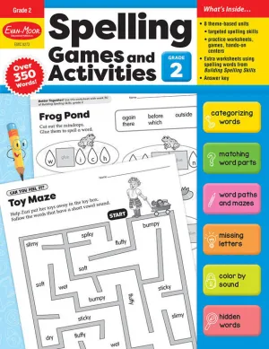 >Evan-Moor Spelling Games and Activities, Grade 2