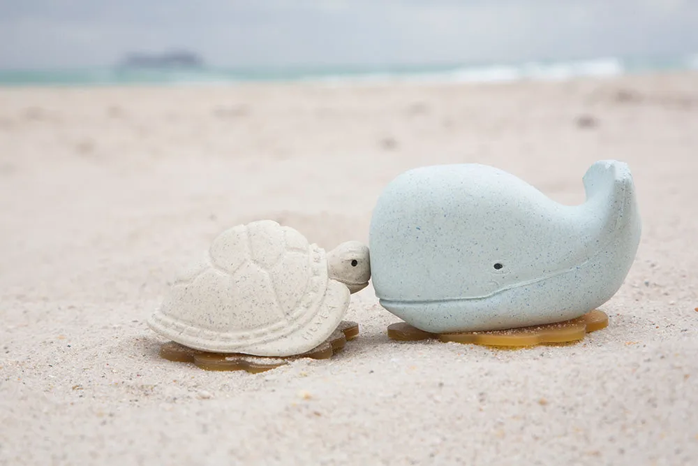 Hevea Squeeze 'n' Splash Bath Toys - Whale & Turtle Blue/Vanilla