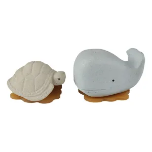 Hevea Squeeze 'n' Splash Bath Toys - Whale & Turtle Blue/Vanilla