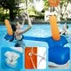 Inflatable Pool Float Set Volleyball Net & Basketball Hoops; Balls Included for Kids and Adults Swimming Game, Floating, Summer Floaties, Volleyball Court Basketball