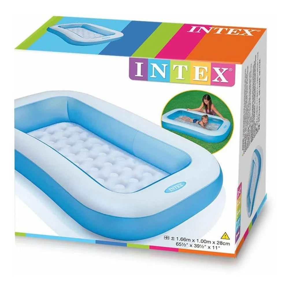 Intex Rectangular Baby Pool With Soft Inflatable Floor 65.5"