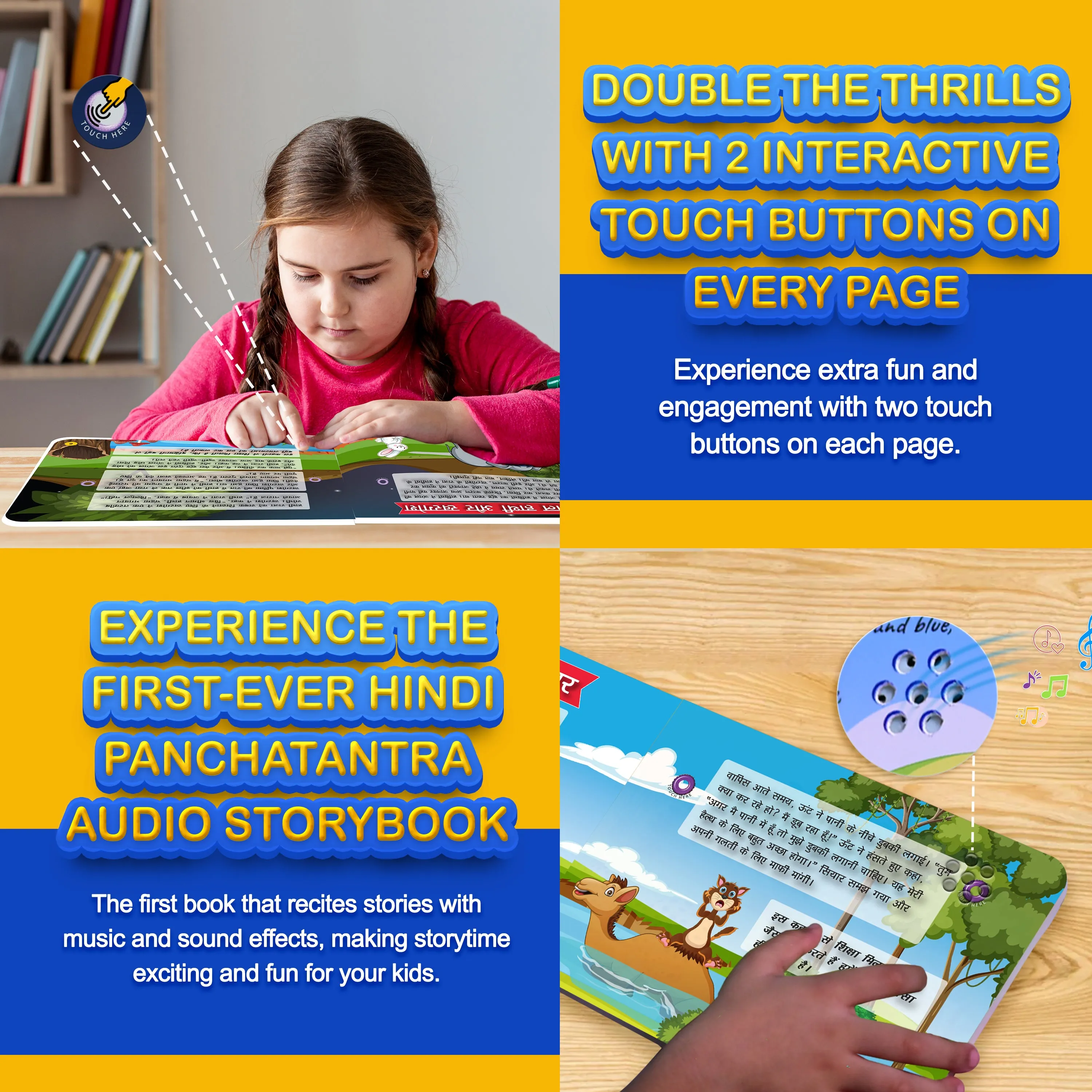 Kiddale 2-Pack Hindi and English Panchatantra Musical Interactive Sound Books