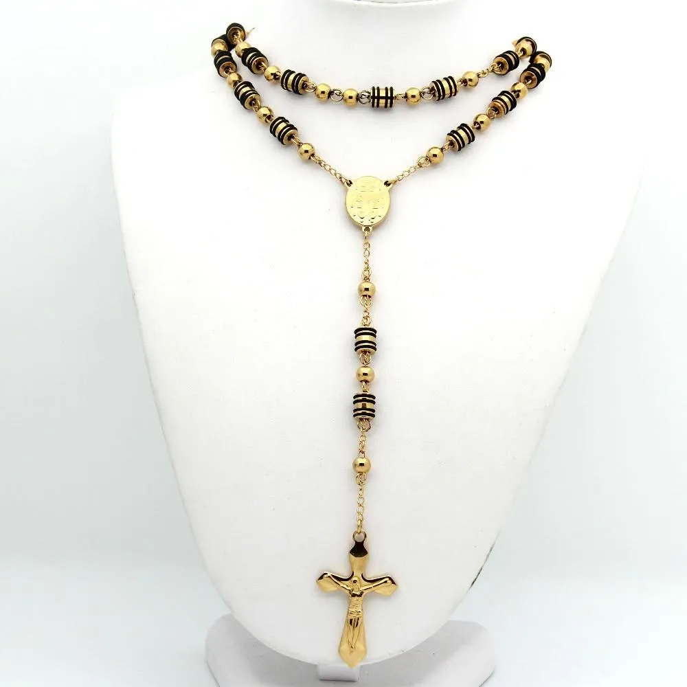 Metallic Gold Rosary with Chain-Linked Beads