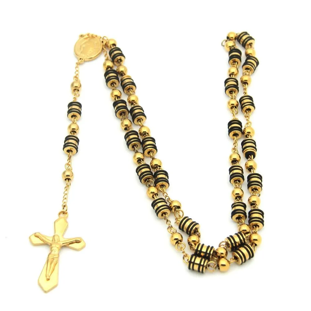 Metallic Gold Rosary with Chain-Linked Beads