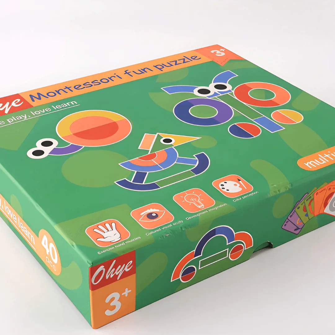 Ohye Montessori Geometric Puzzle, 40 Pieces Tangram Puzzle