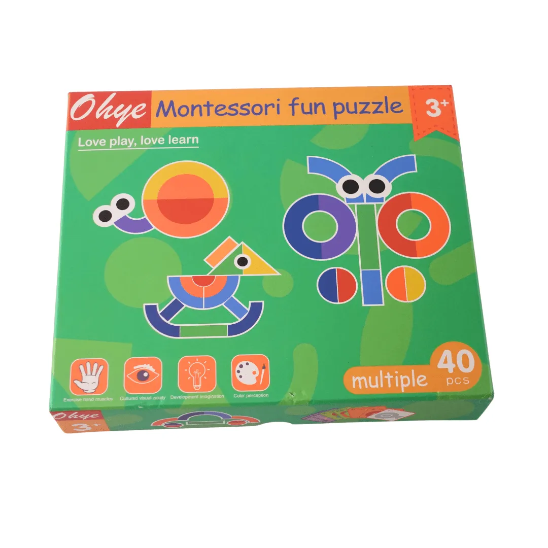 Ohye Montessori Geometric Puzzle, 40 Pieces Tangram Puzzle