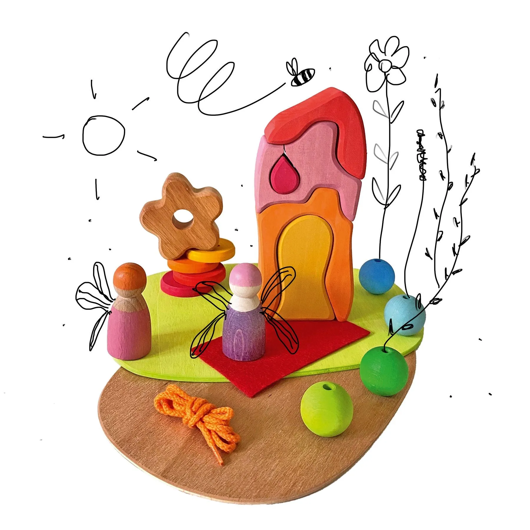 Play Down by the Meadow | Small World Playset | Wooden Toys for Kids | Open-Ended Play