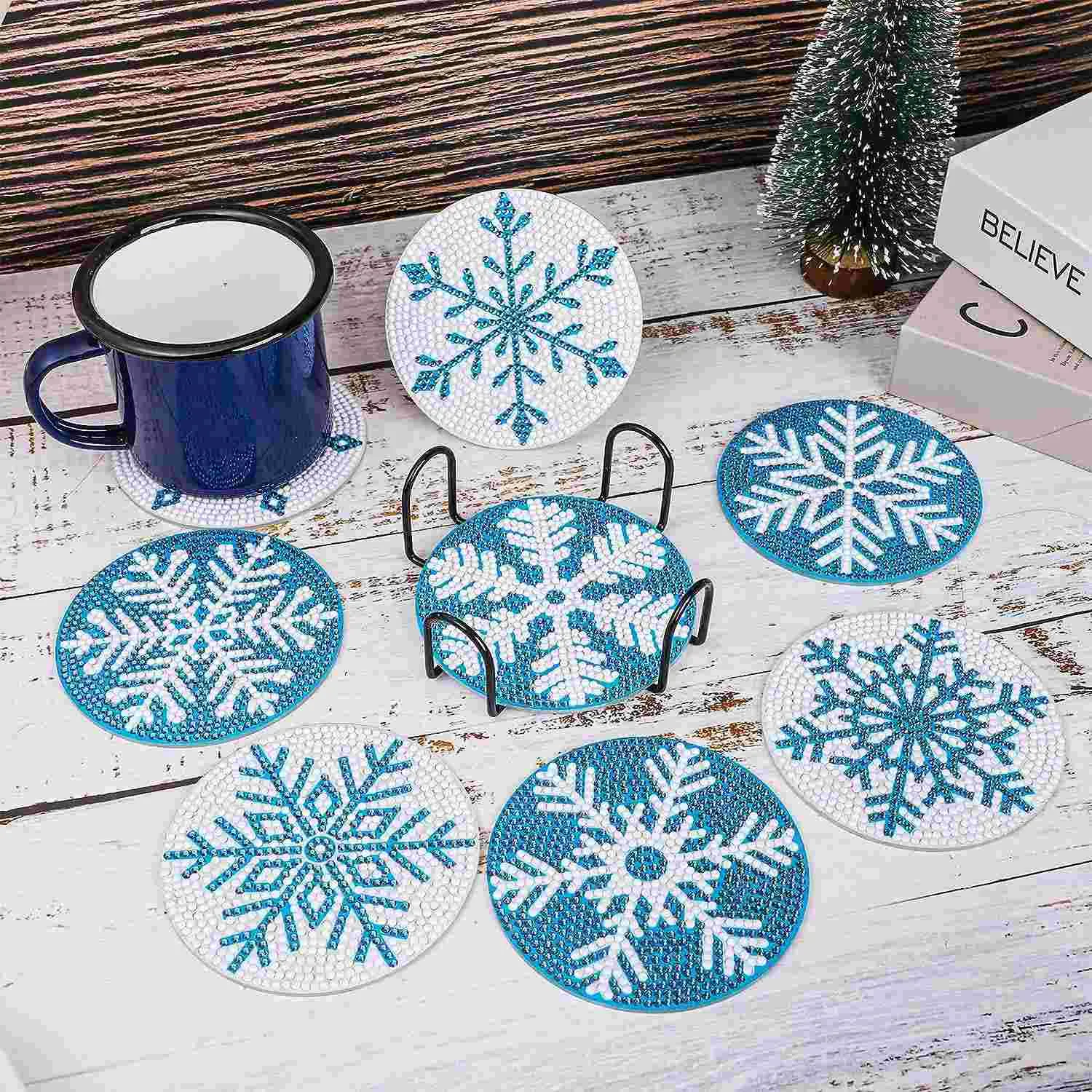 Poppy Crafts Diamond Coaster Kit - Snowflakes