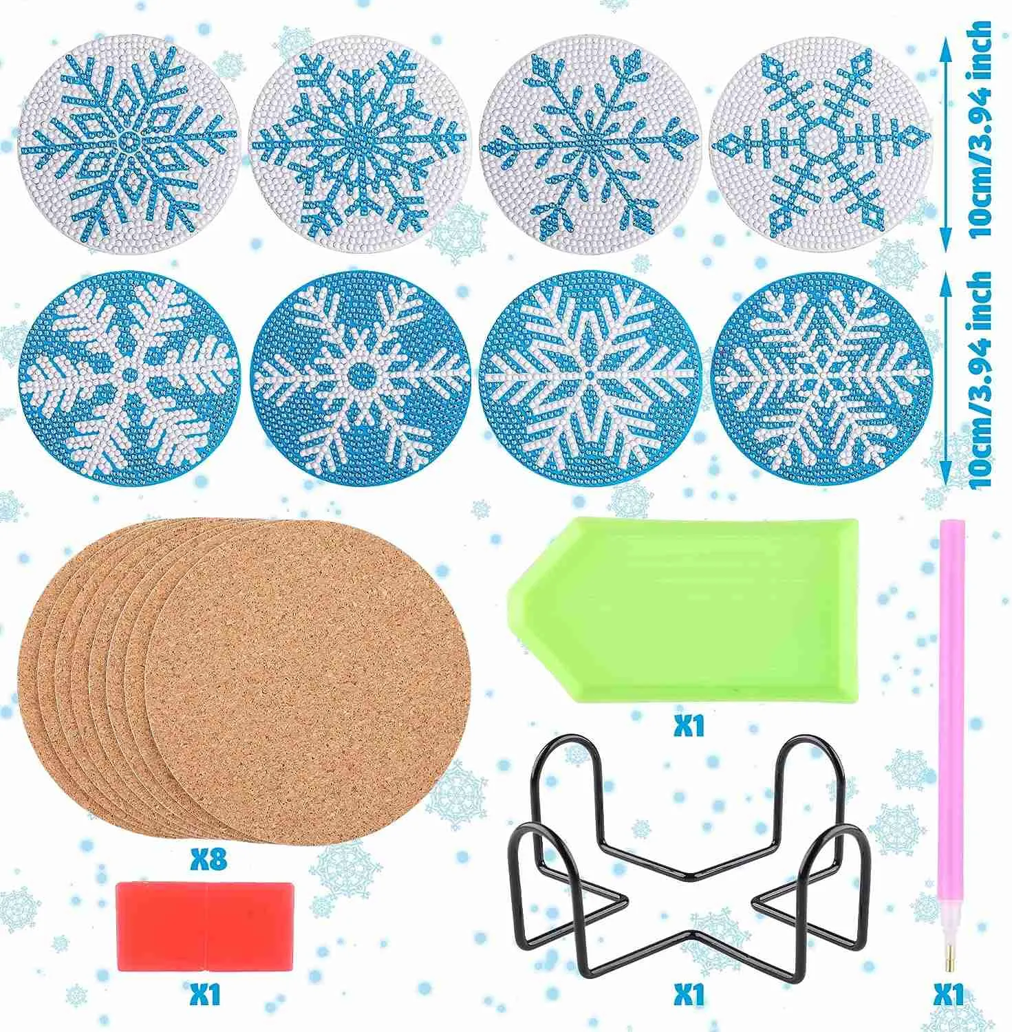 Poppy Crafts Diamond Coaster Kit - Snowflakes
