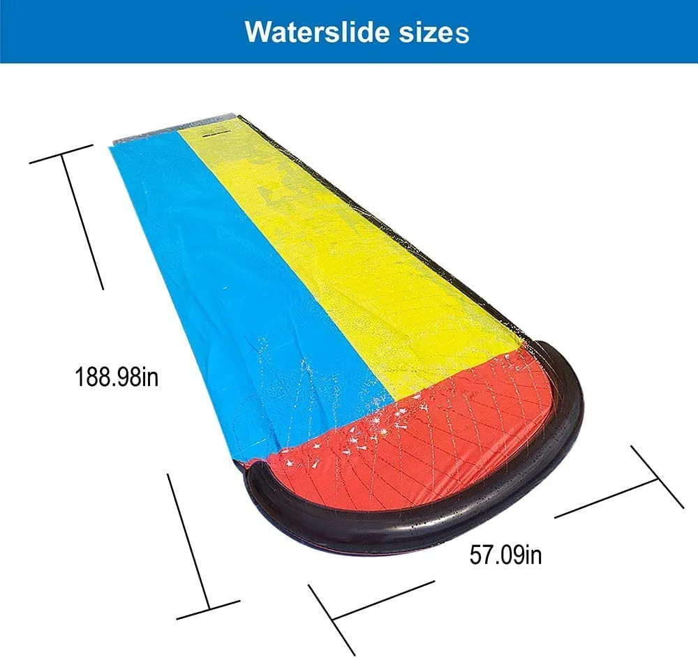 Slip and Slide for Adults Kids Backyard - 16FT Inflatable Water Slide with 2 Sliding Mats, Giant Racing Lane Lawn Water Slide, Kids Pool Water Slides with Crash Pad, Splash Sprinkler, Boogie Boards for Outdoor Water Toys