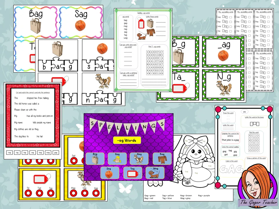 Spelling Activities for –ag Words Pre-k to First