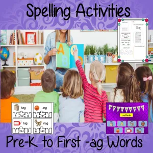Spelling Activities for –ag Words Pre-k to First