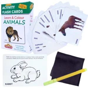 Toyshine Wipe and Clean Educational Flash Cards for Kids - Animals Learing Game for Boys Girls 2 3 4 5 Year Old