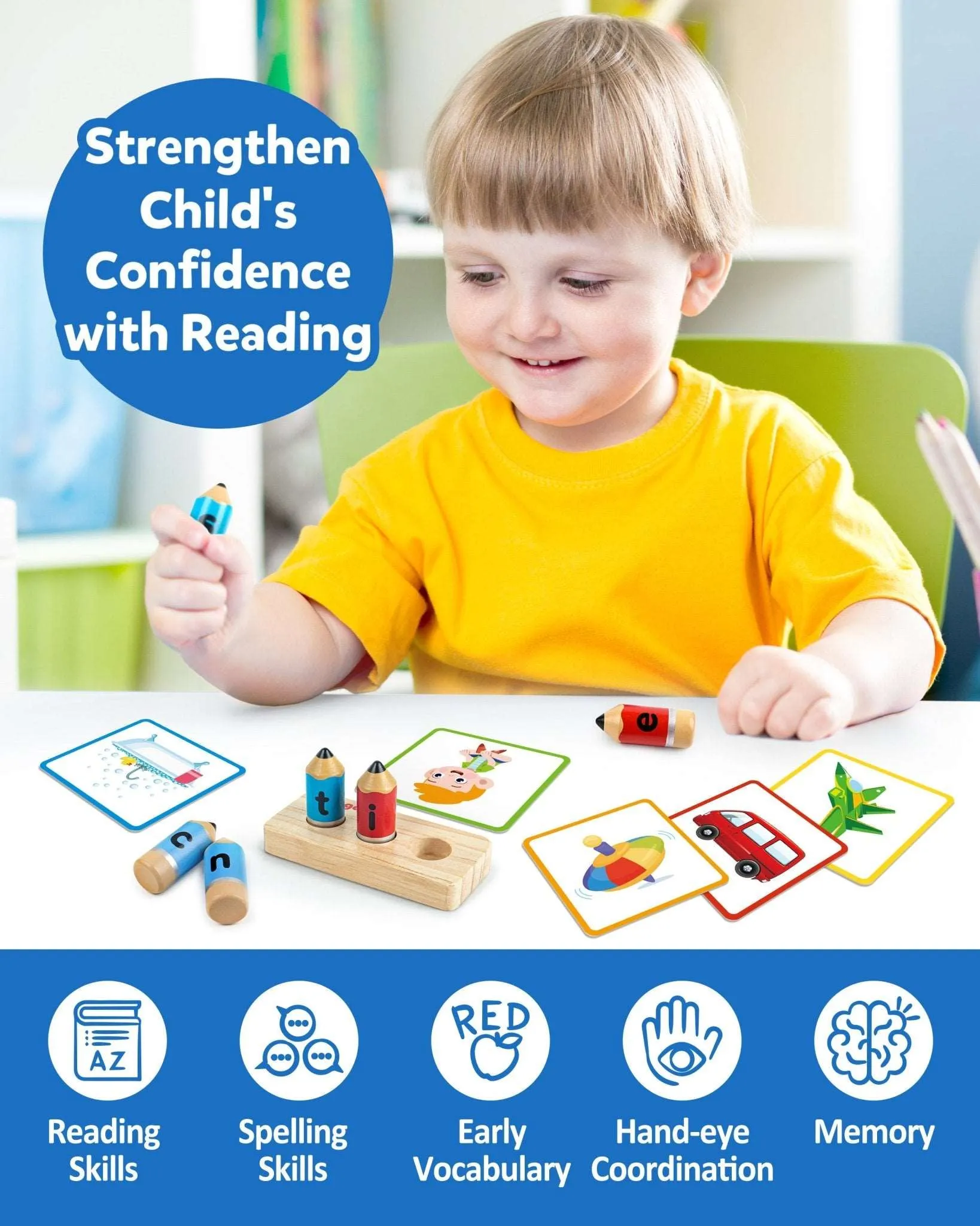 Wooden Short Vowel Spelling Games