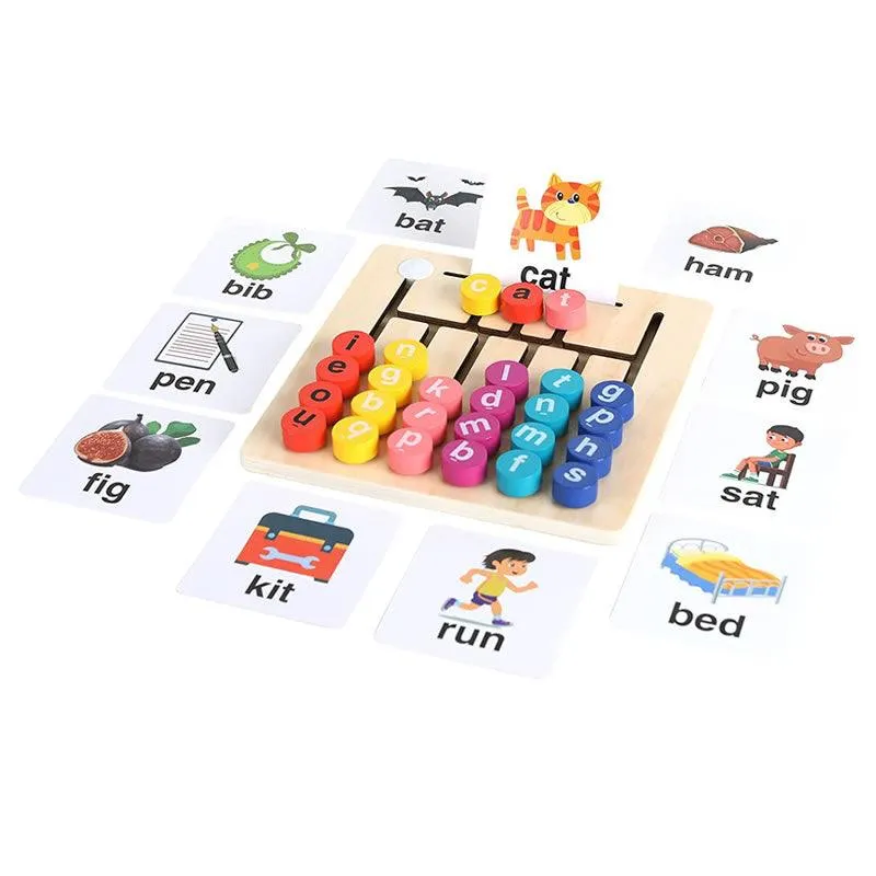 Wooden Vowel Spelling Game With Flash Cards AY-177