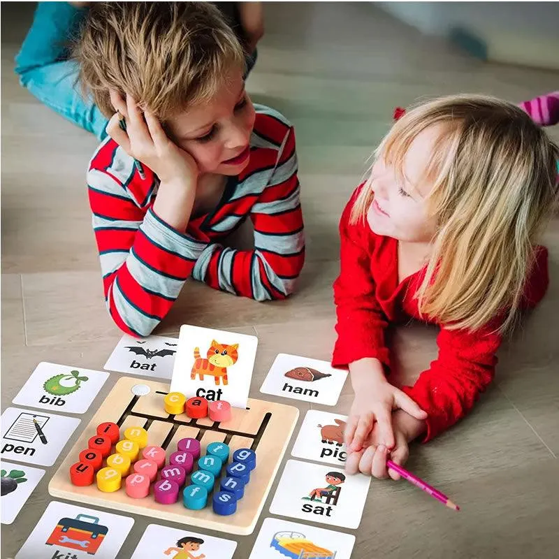 Wooden Vowel Spelling Game With Flash Cards AY-177