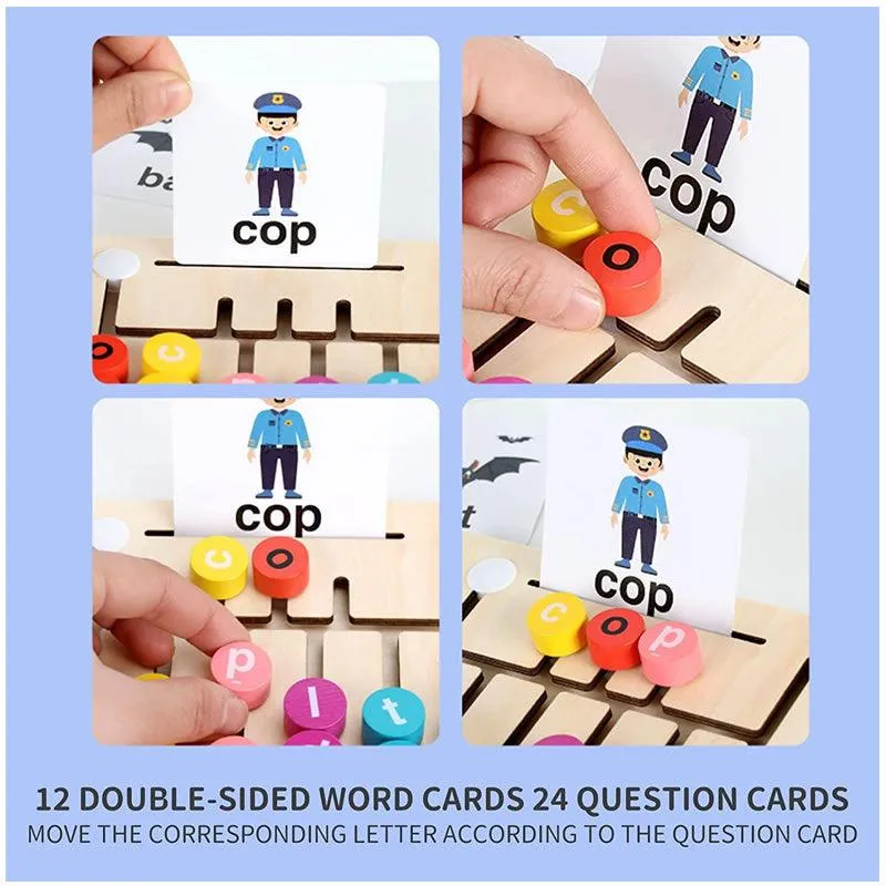 Wooden Vowel Spelling Game With Flash Cards AY-177