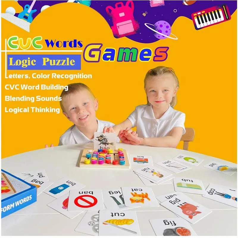 Wooden Vowel Spelling Game With Flash Cards AY-177